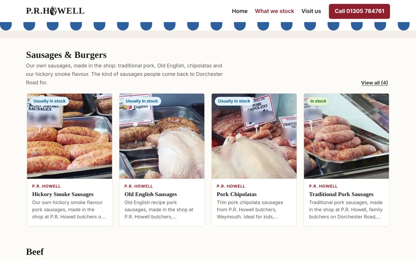 P.R. Howell website product page